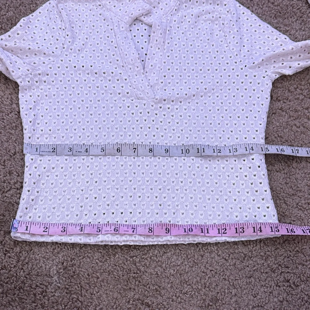 H&M Cream Eyelet Collared Cottage Blouse